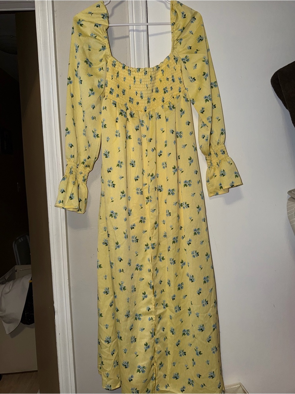 WeWoreWhat Pale Yellow Smocked Dress XS